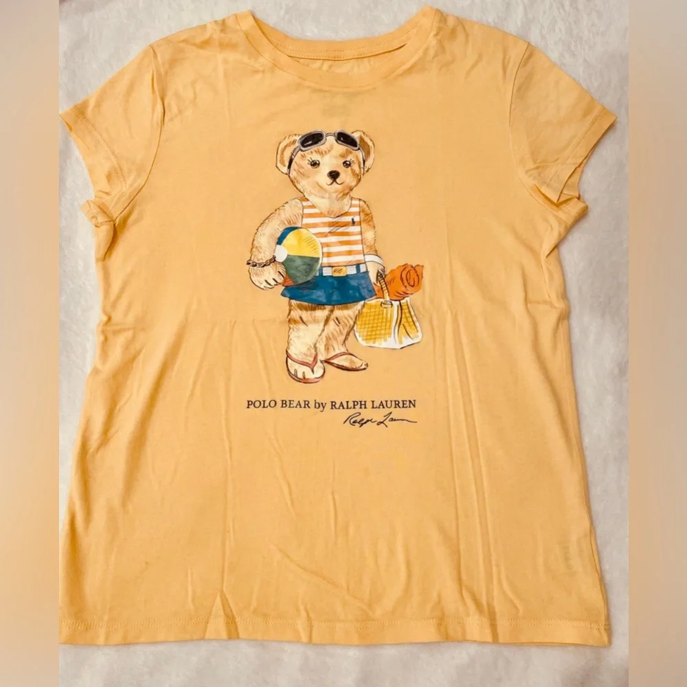 3 Polo Ralph Lauren Girls T-shirt Tops Polo Bear - (Size M 8/10) - Picture 6 of 12